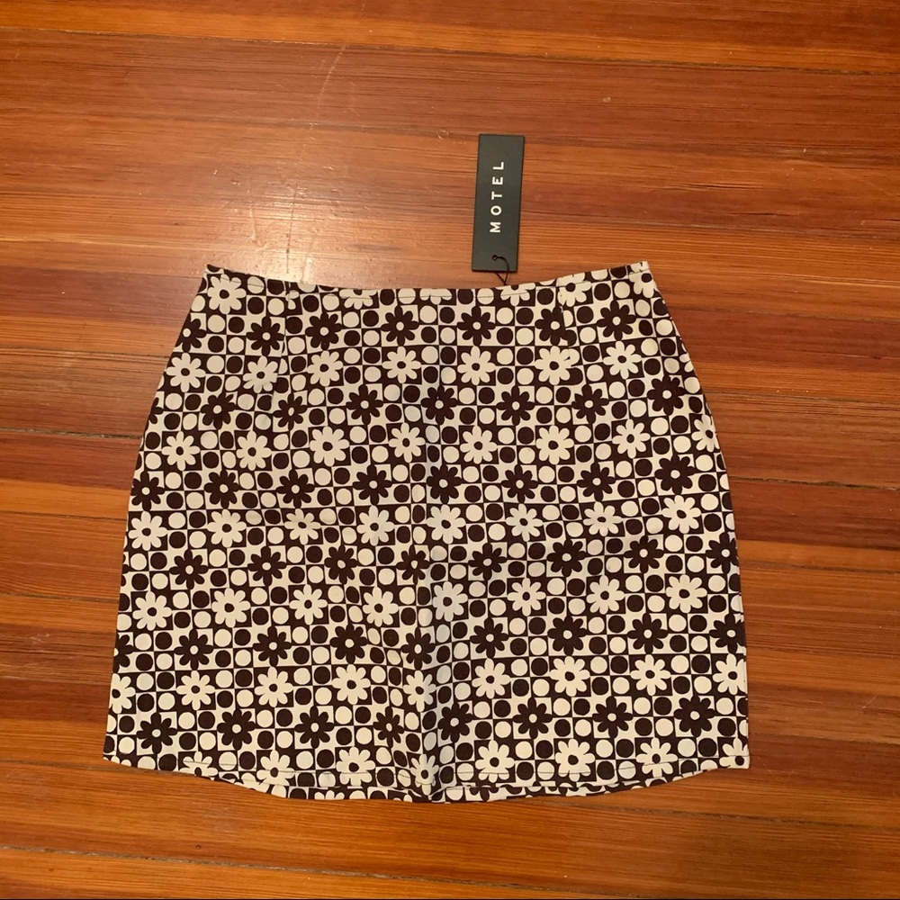 Motel Rocks Patchwork Daisy Brown Mini Skirt